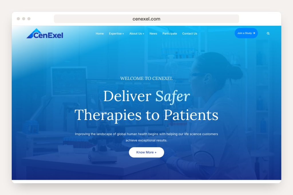 cenexel.com landing page seen in a desktop browser