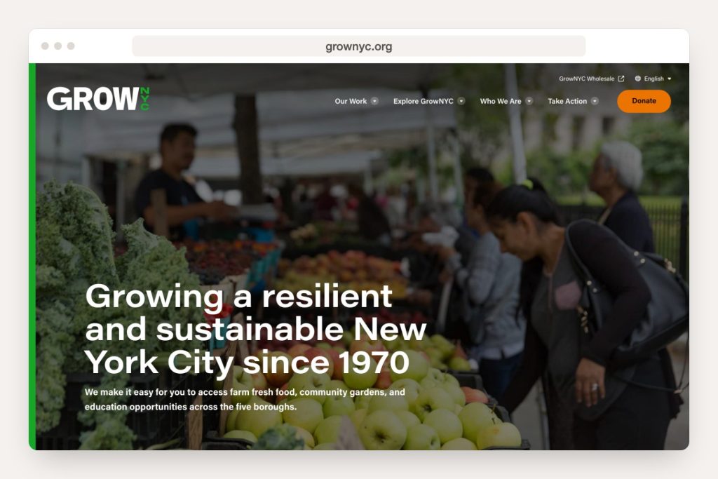 grownyc.org landing page seen in a desktop browser