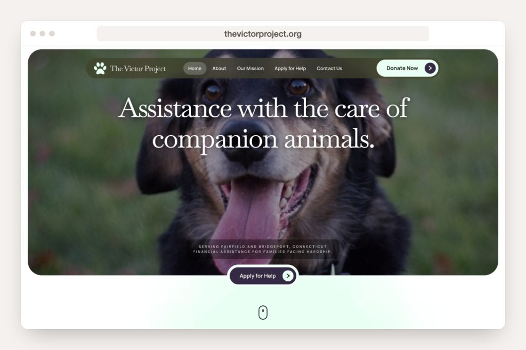 thevictorproject.org landing page seen in a desktop browser